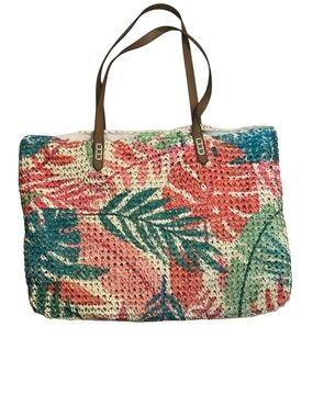 INC Tropical Woven Straw Tote Bag - Multicolor
